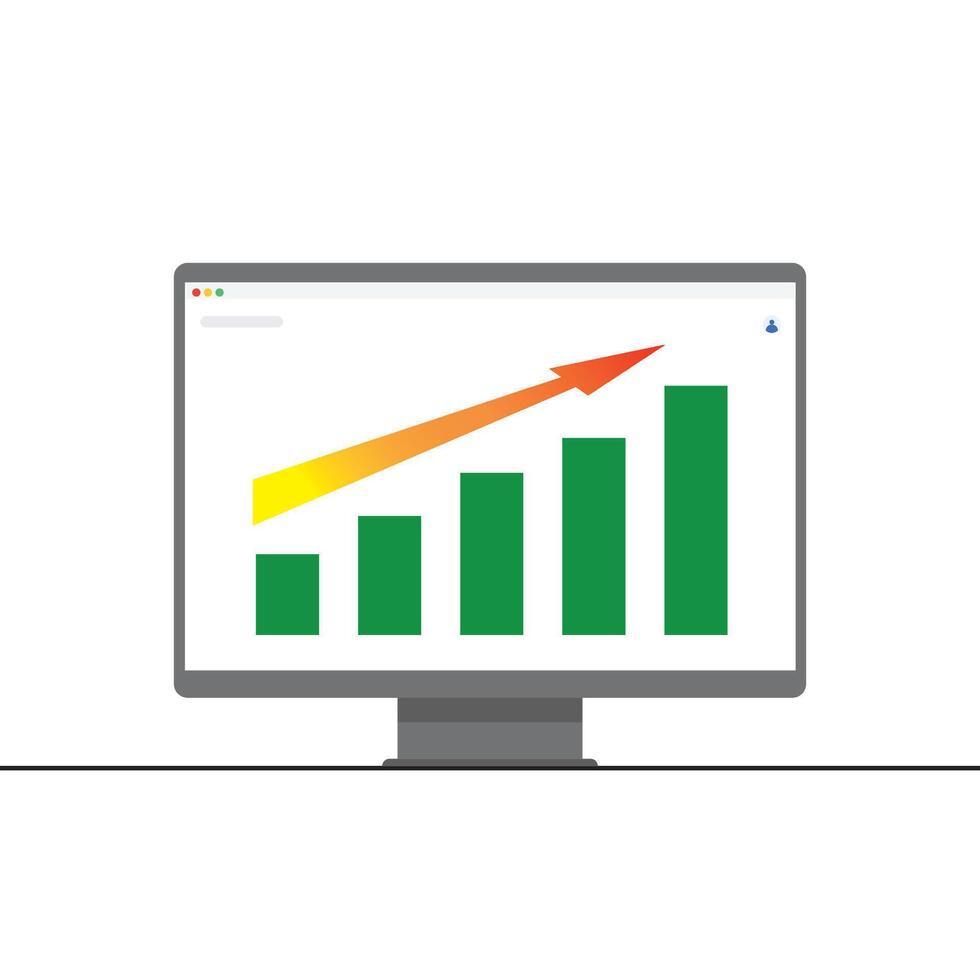 Business Growth Chart on Computer Screen Showing Rising Graph and Financial Success Analysis vector