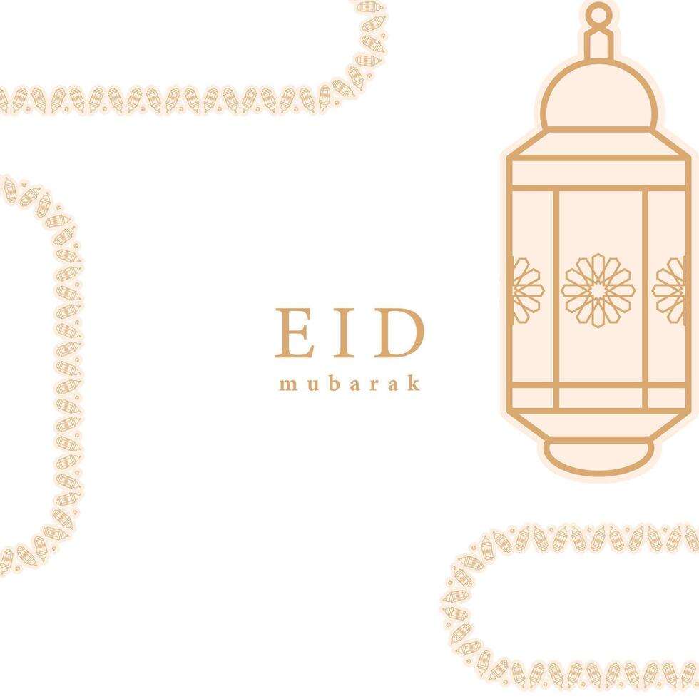 Elegant Eid Mubarak Greeting Card with Islamic Lantern in Minimalist Style vector
