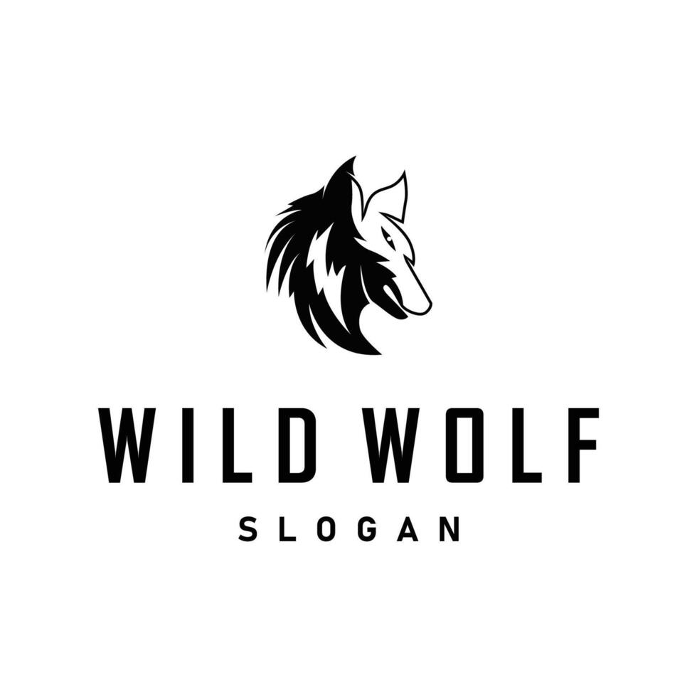 black design logo wolf simple template vector