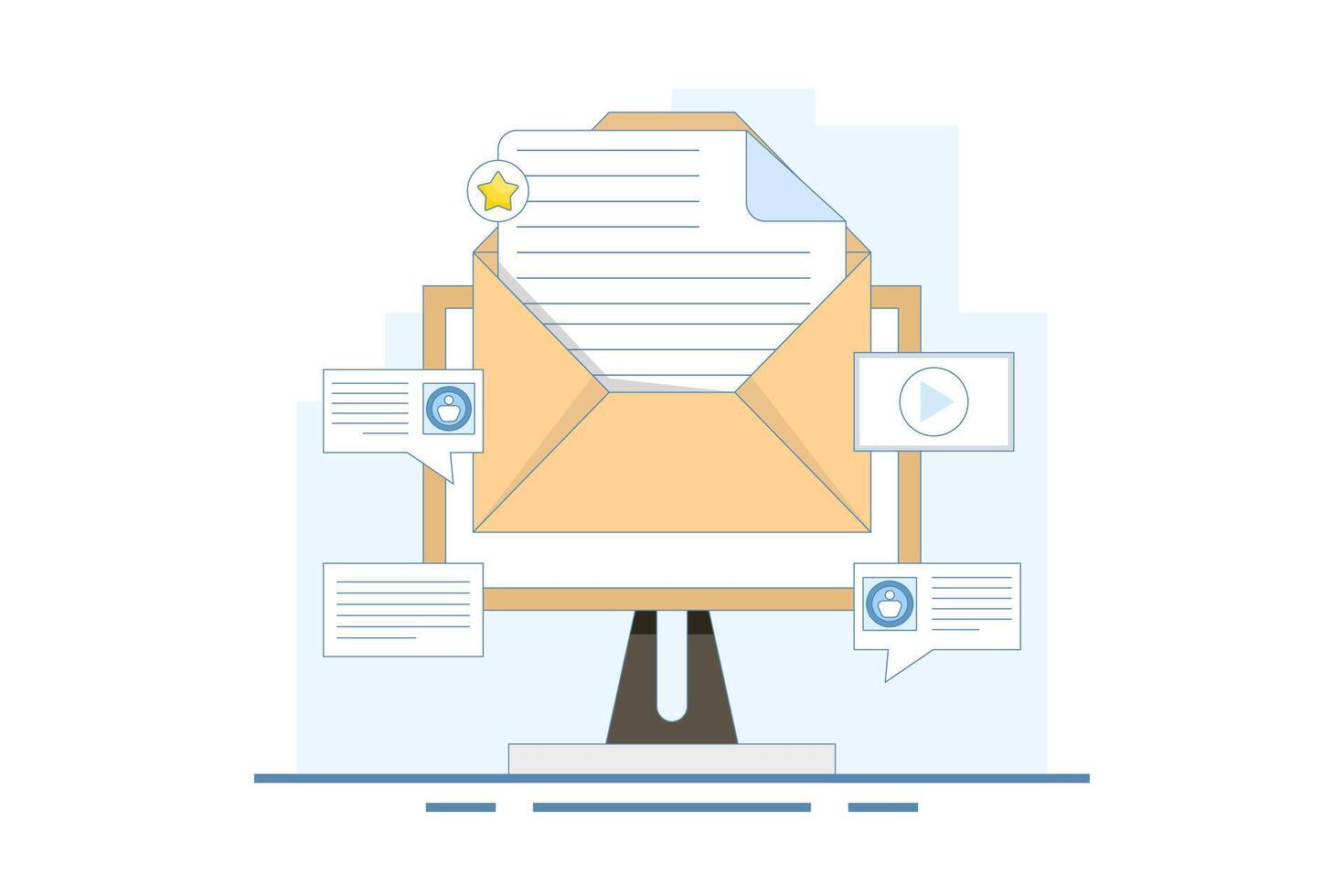 Email Message Concept for customers, Customer retention, Newsletter subscribers, Advertising campaign for customer retention. Send newsletter to email subscribers. flat illustration. vector