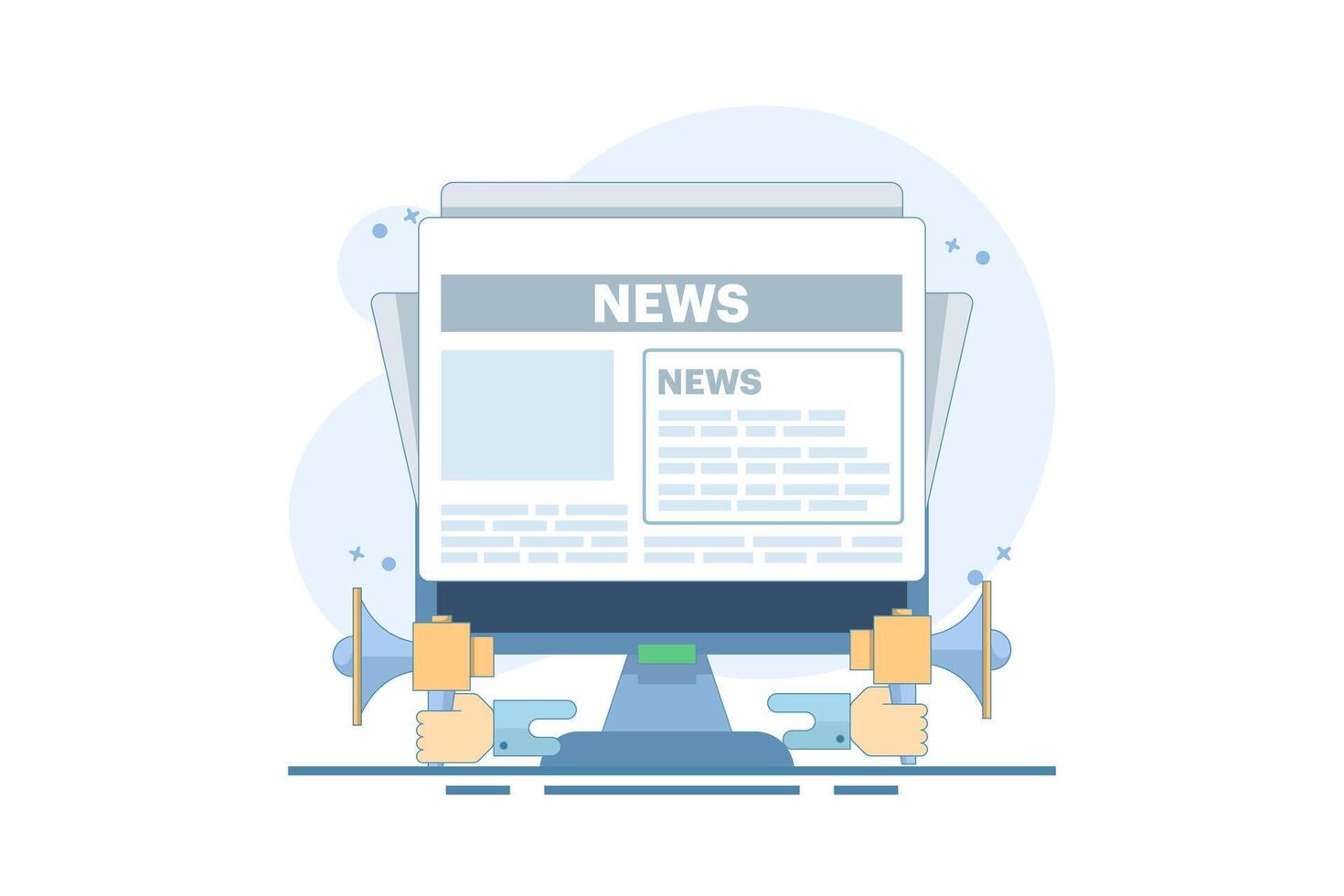 Latest News Concept, Online News. Information about events, activities, announcements. Email news, subscriptions. Information about activities or information and announcements. Flat illustration. vector