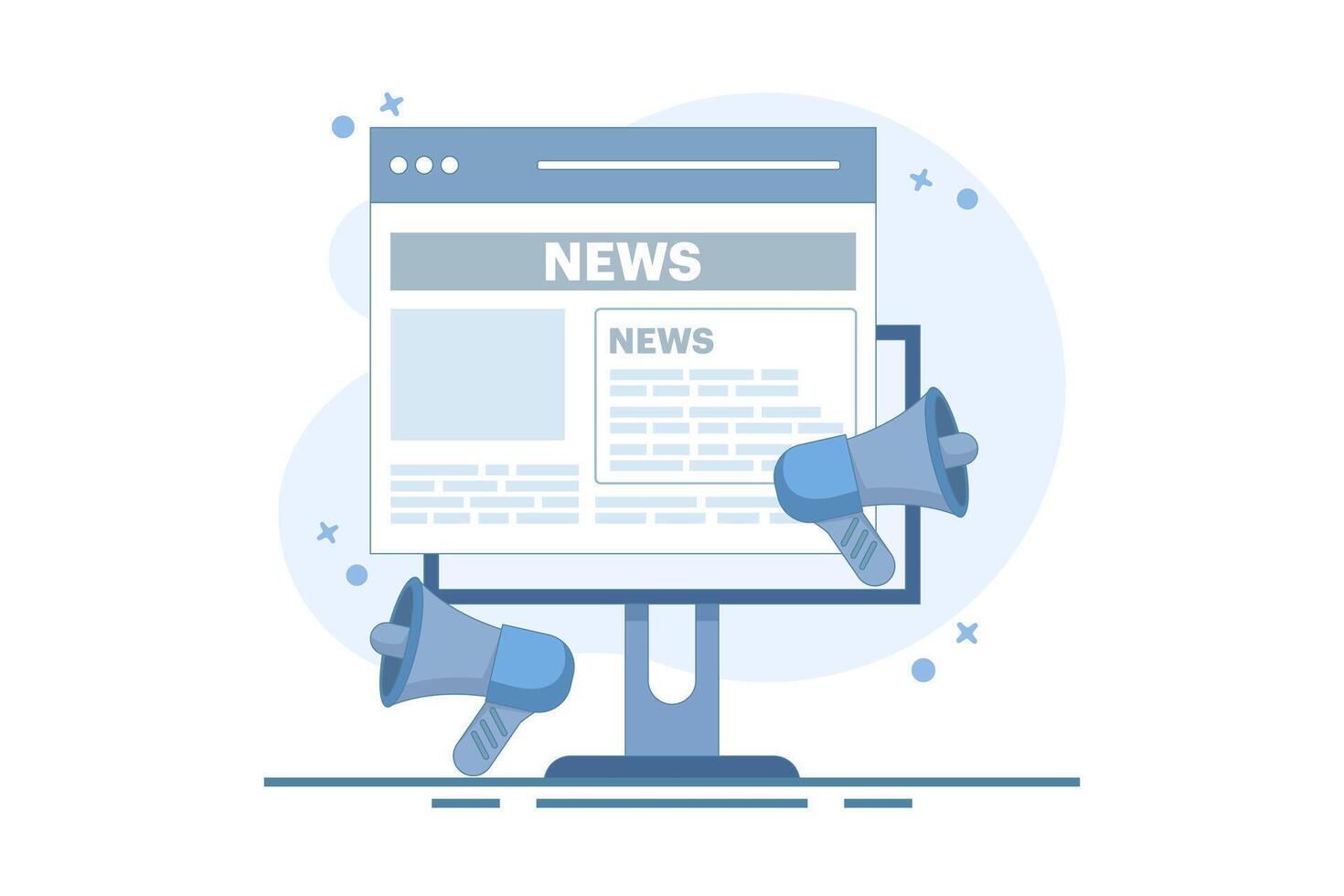 Latest News Concept, Online News. Information about events, activities, announcements. Email news, subscriptions. Information about activities or information and announcements. Design illustration. vector