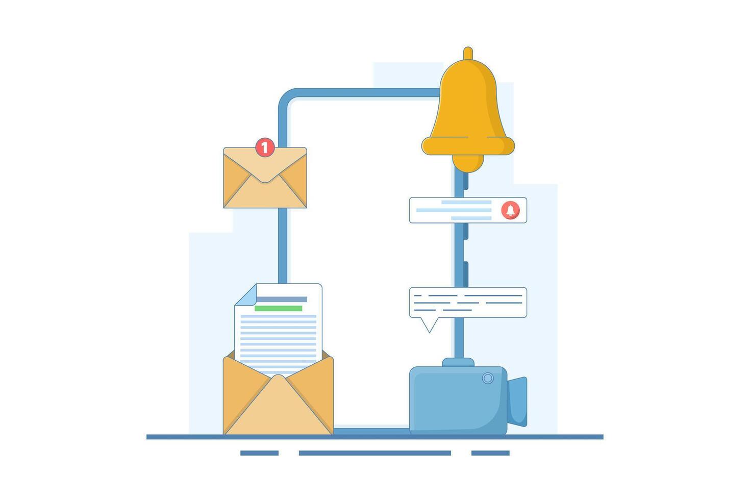 smartphone notification concept with notification message, email bell, chat, call, utility mobile app, reminder app, get notification on smartphone, flat style cartoon design illustration. vector