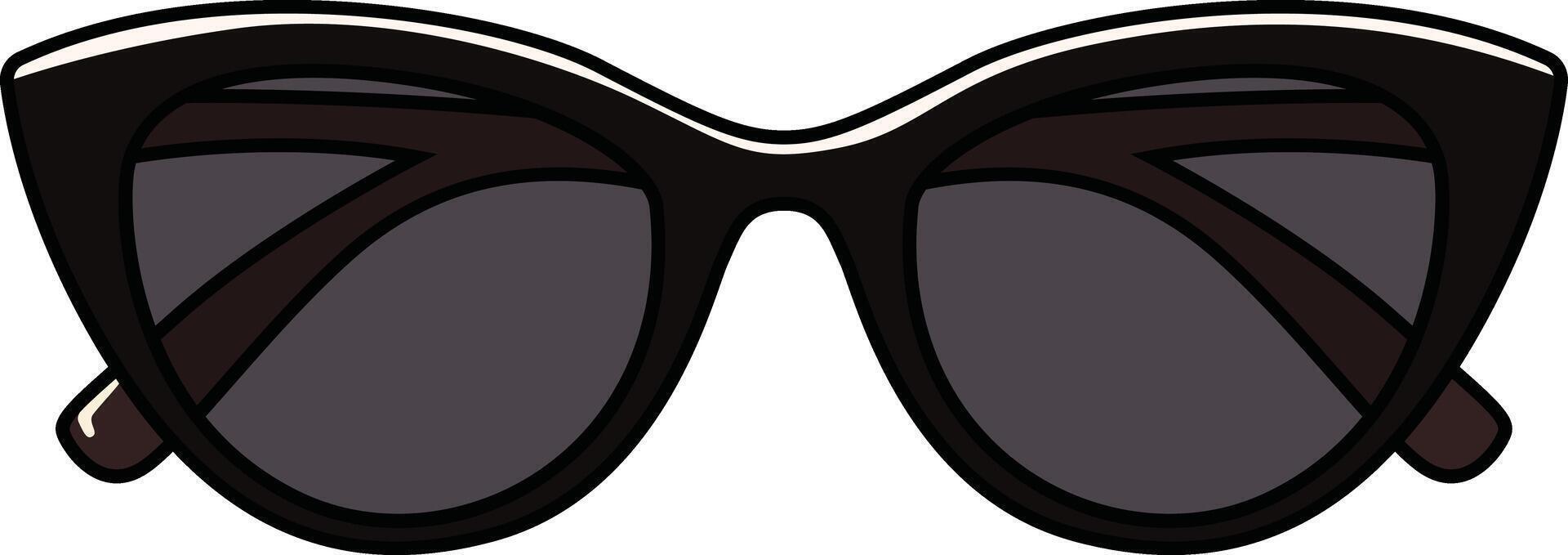 Black retro sunglasses with a thick frame and stylish design. vector