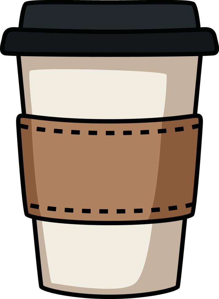 Takeaway coffee cup with a black lid and a modern design. vector