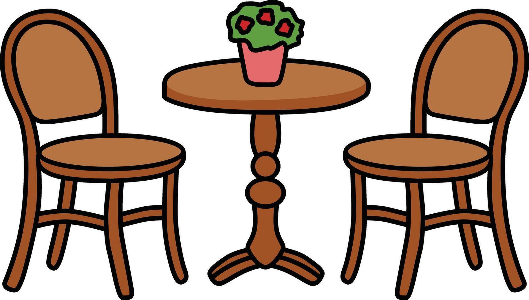 Cozy table and chair set, perfect for a small cafe or home dining area. vector