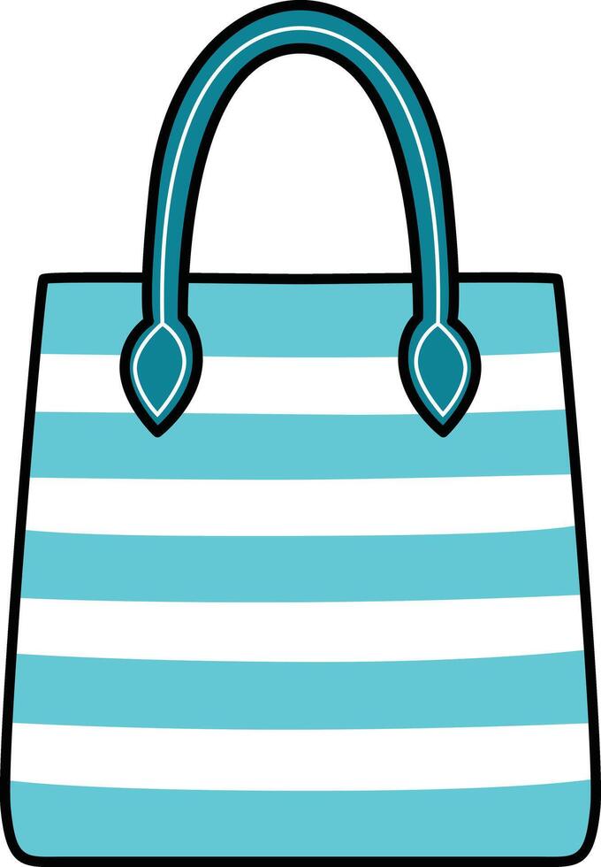 A stylish striped tote bag with handles, perfect for travel and beach outings. vector