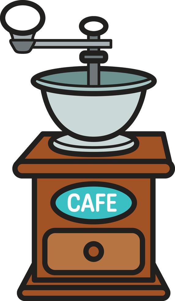 Vintage coffee grinder with a classic design, perfect for grinding fresh coffee beans. vector