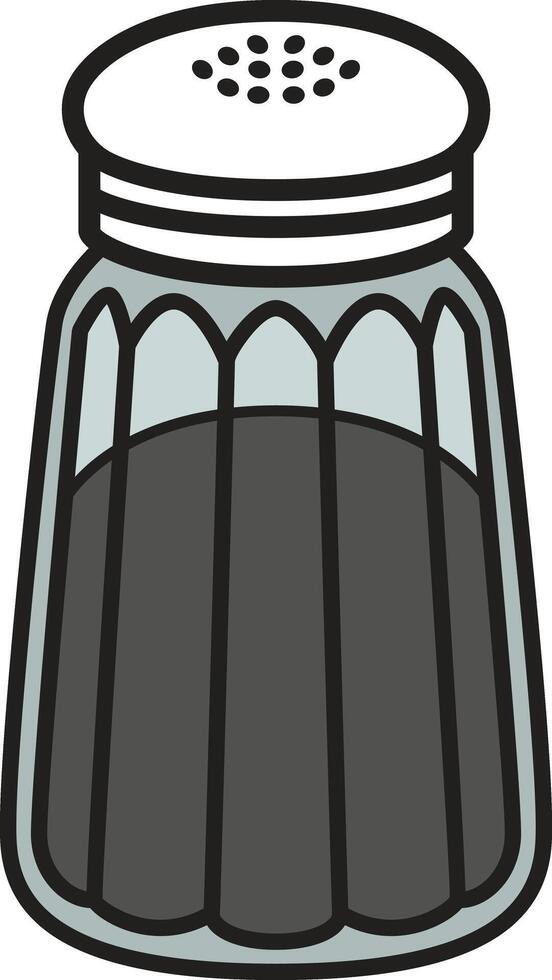 A black pepper shaker with a classic design, perfect for kitchen and dining themes. vector