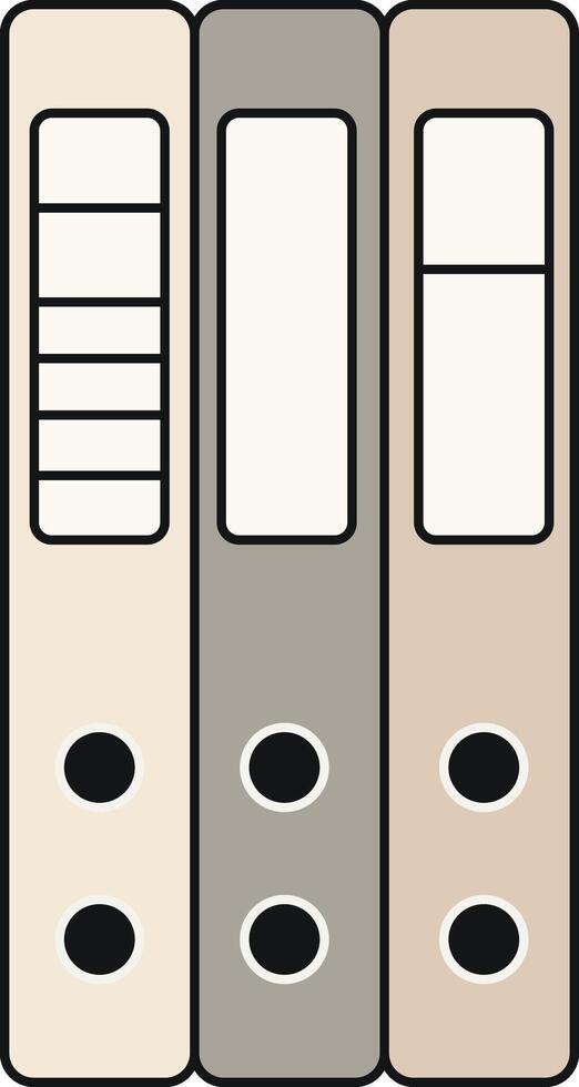 A set of office binders, ideal for organization, work, and school files. vector