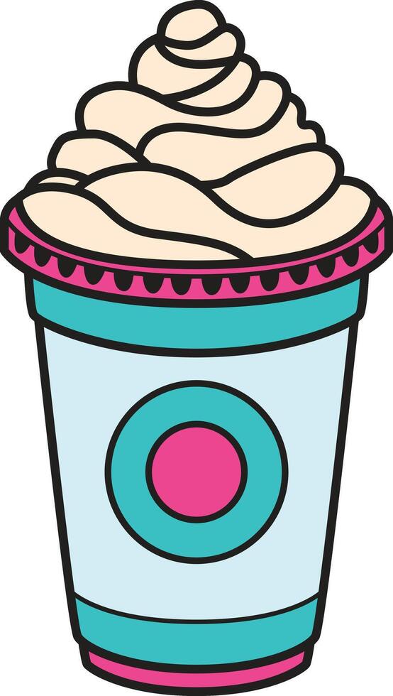 A fun and colorful whipped cream beverage, perfect for dessert and cafe themes. vector
