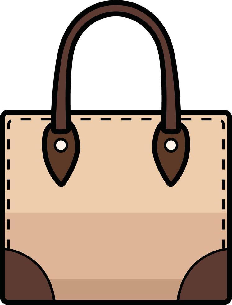 Two-tone structured handbag with dark handles and elegant stitching. vector