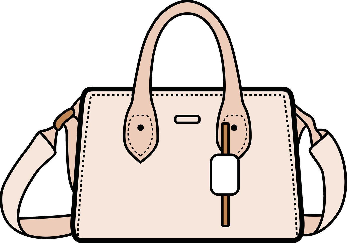 A beige designer purse with a structured style, perfect for elegant outfits. vector