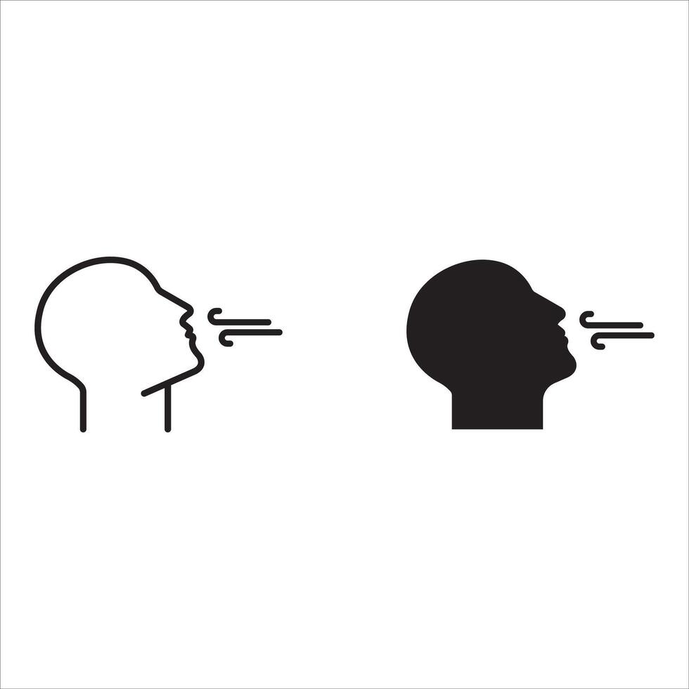 Breathing icon set. Breath difficulties sign. Respiration problems symbol. illustration on white background vector