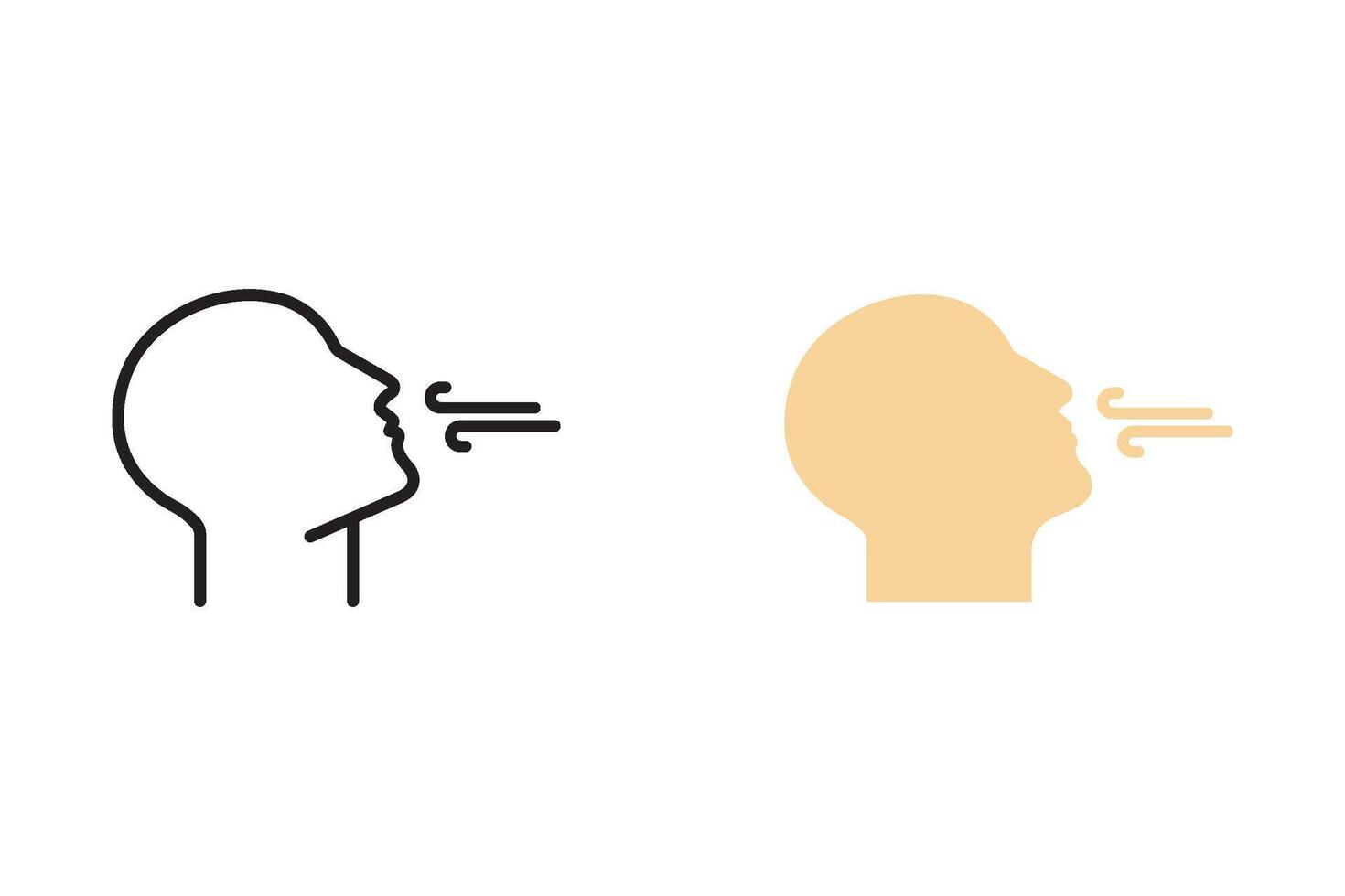 Breathing icon set.Breath difficulties sign.Respiration problems symbol. illustration on white background. vector