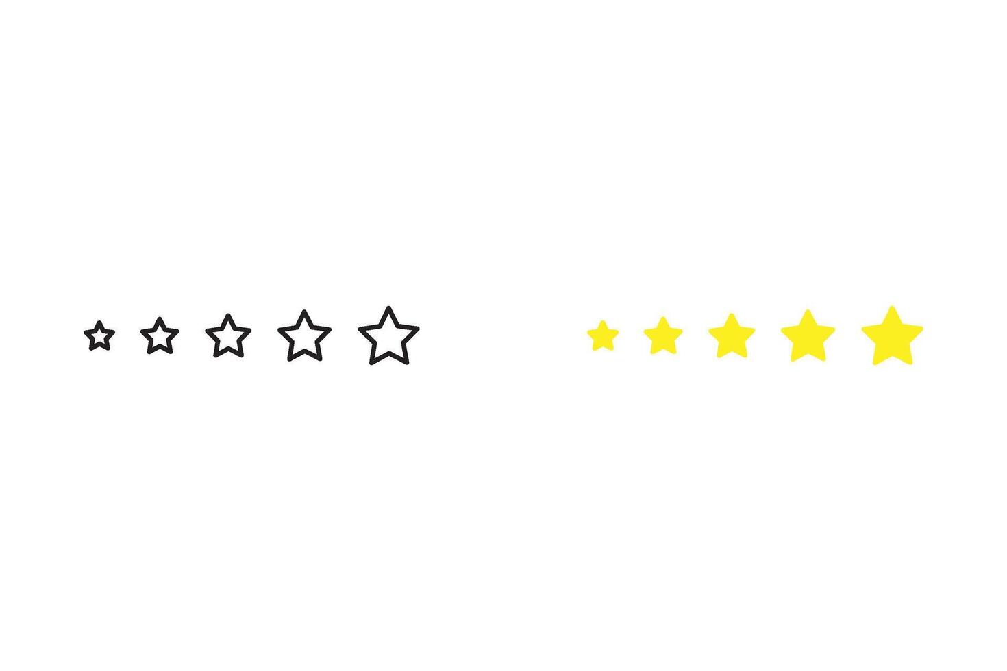 Five star customer product review icon set. Five star rating. Yellow 5 star flat icon for apps and websites. Quality customer ratings feedback. vector