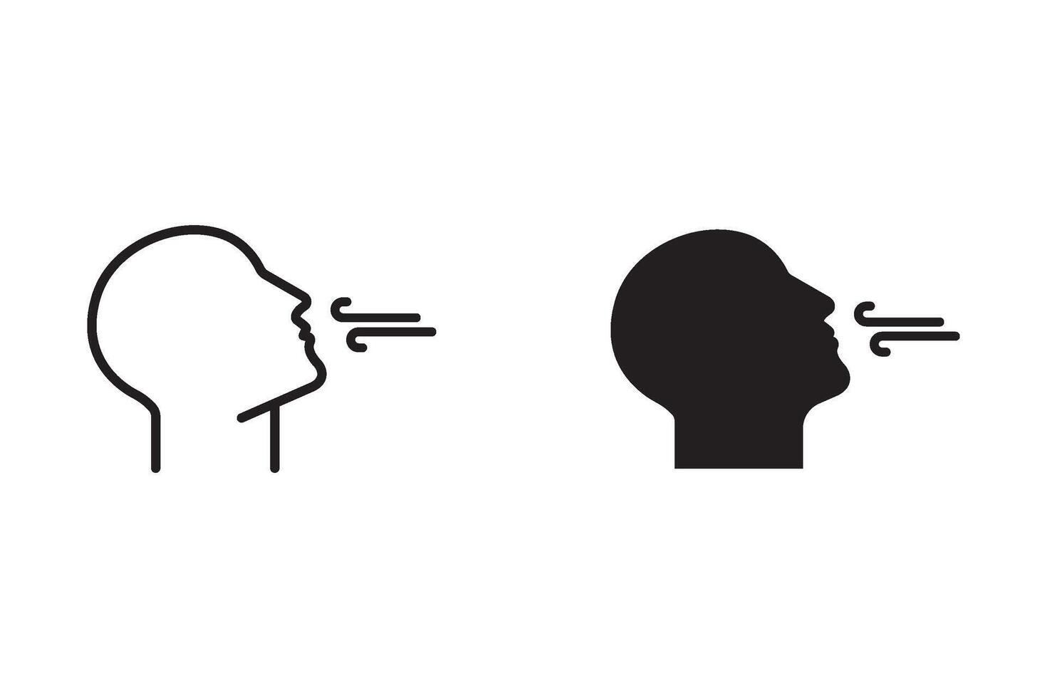 Breathing icon set. Breath difficulties sign. Respiration problems symbol. illustration on white background. vector