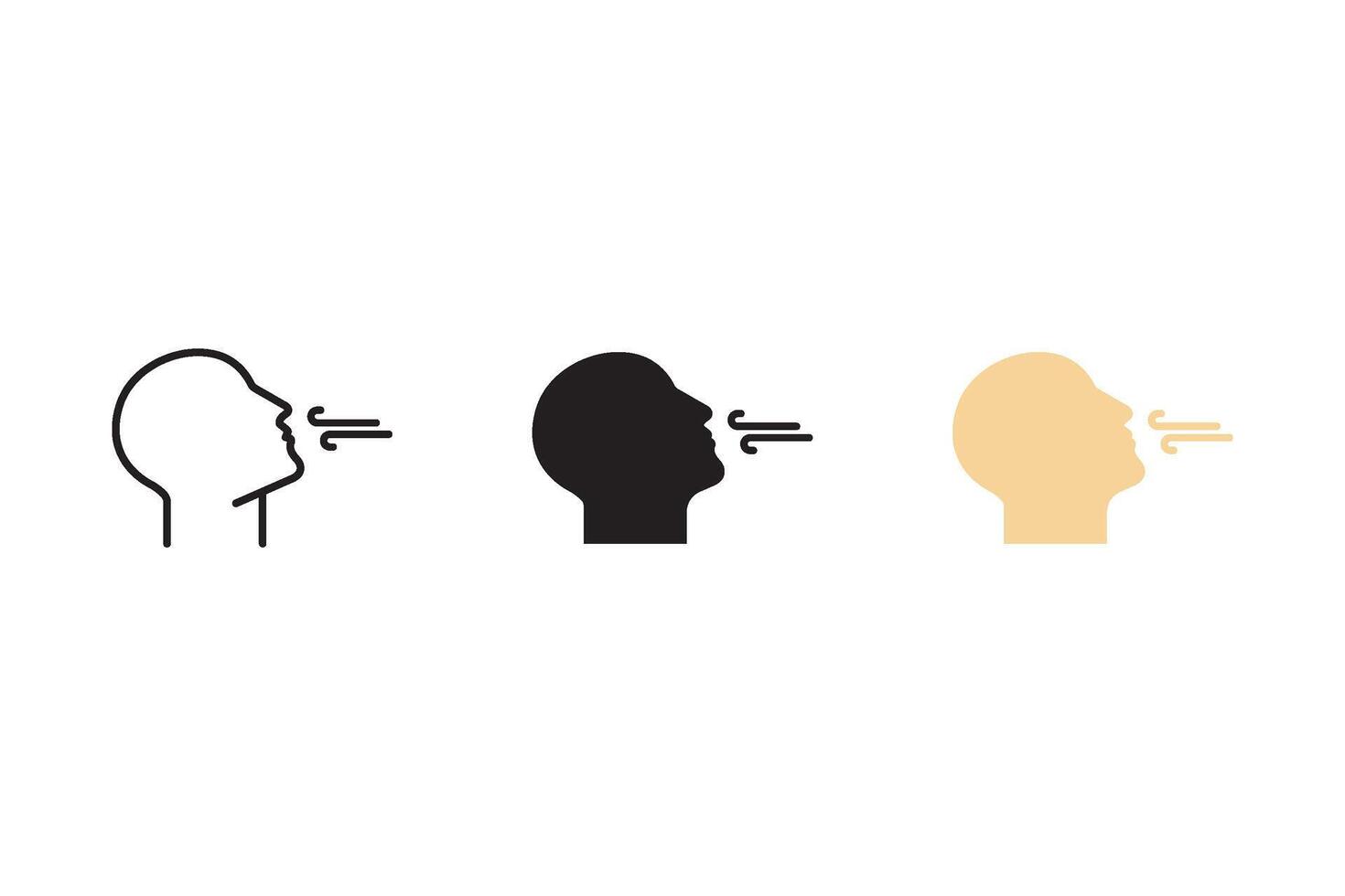 Breathing icon set.Breath difficulties sign. Respiration problems symbol. illustration on white background. vector
