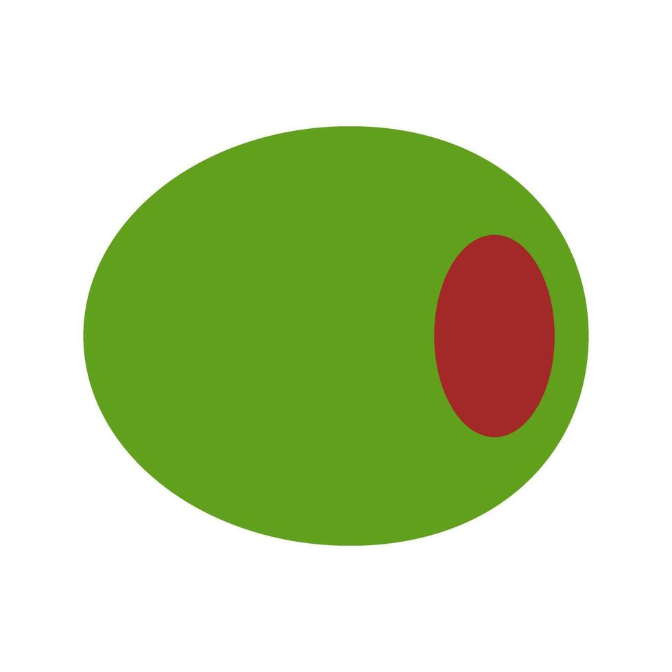 A green olive with a red dot on it vector