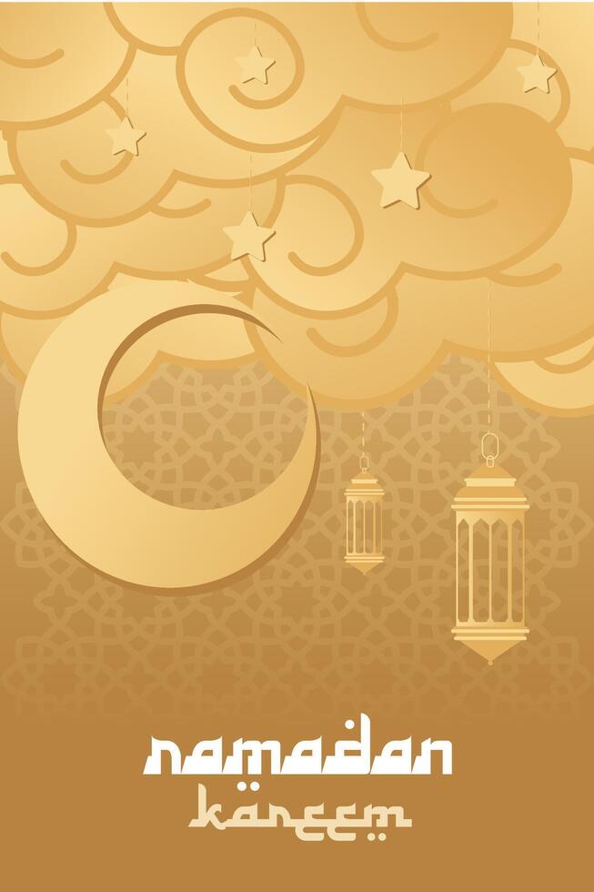 illustration of ramadan kareem with cloudy, star and islamic background vector