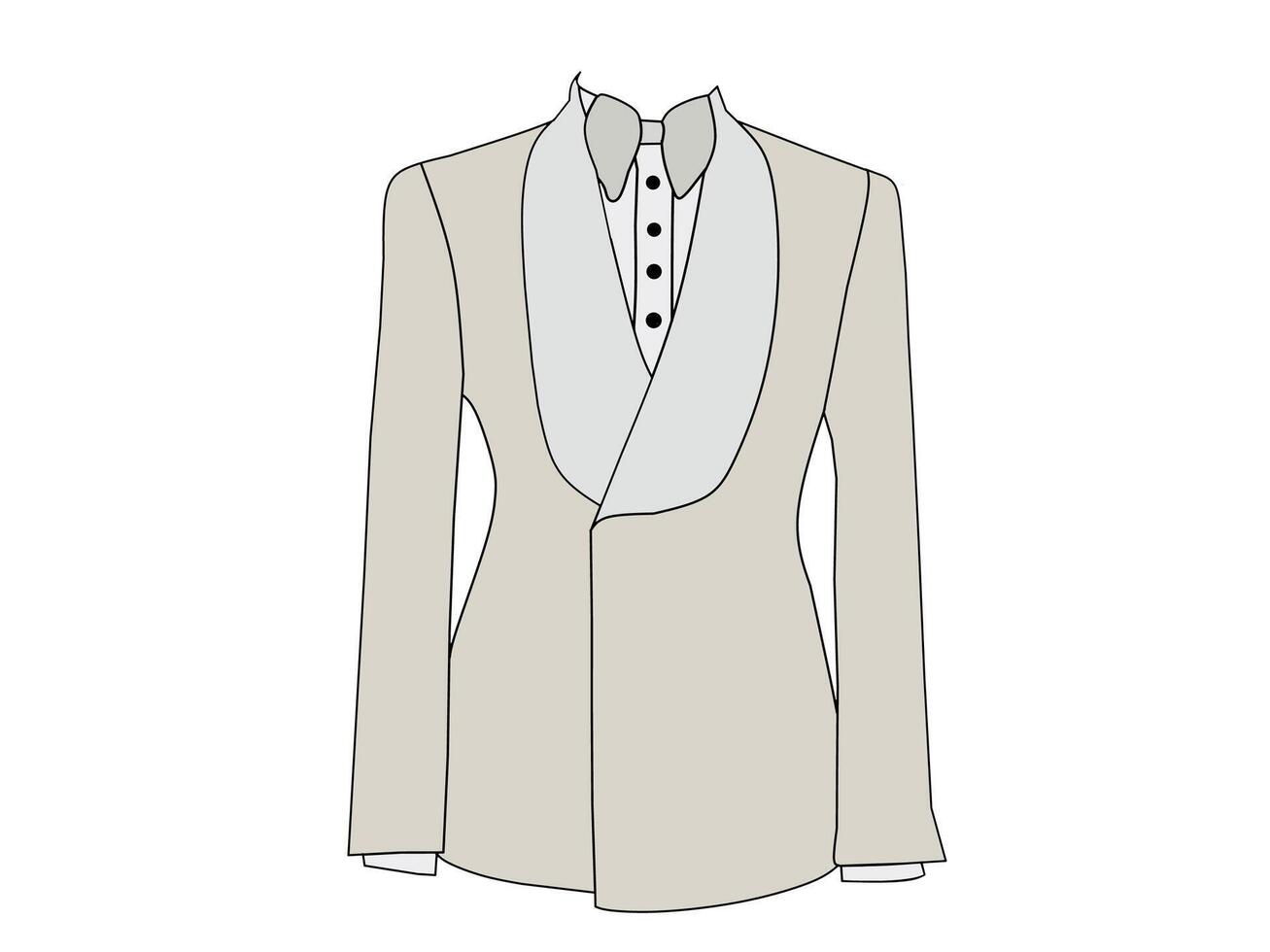 Men's light gray tuxedo suit on white background. Fashion theme for use in formal occasions such as weddings, business and so on vector