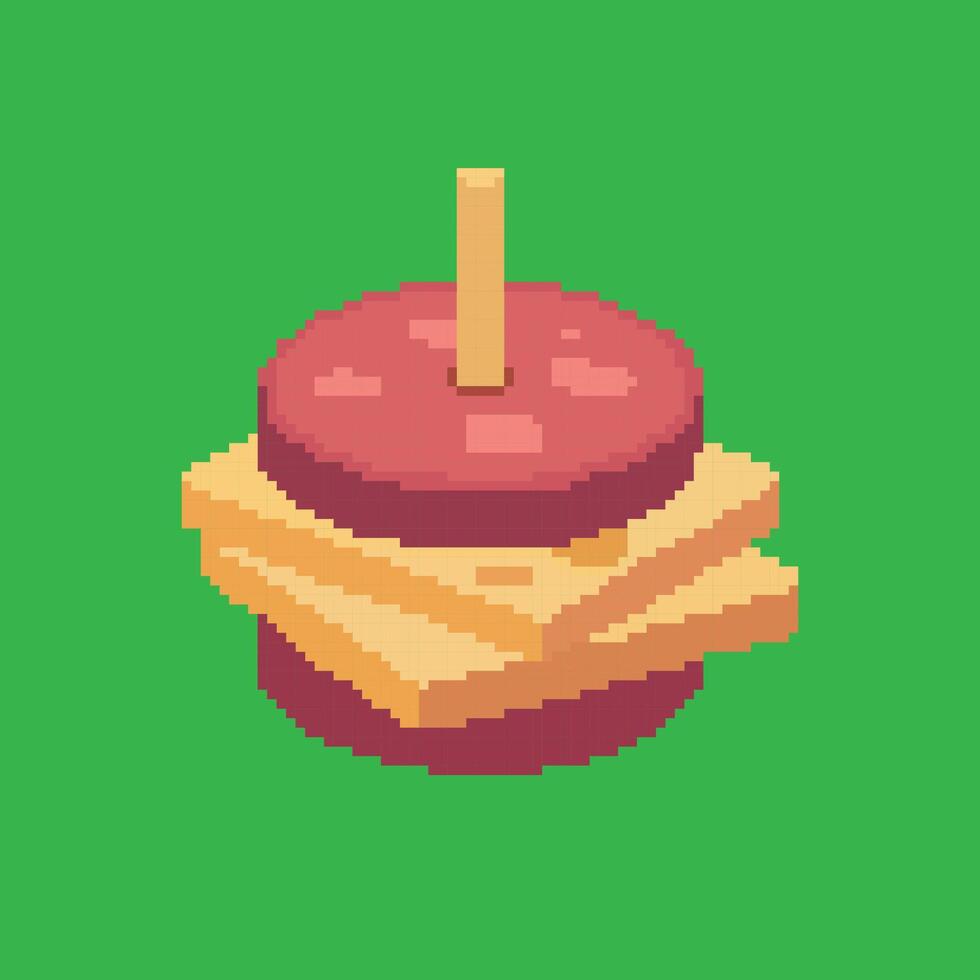cheese and meat pixel art vector