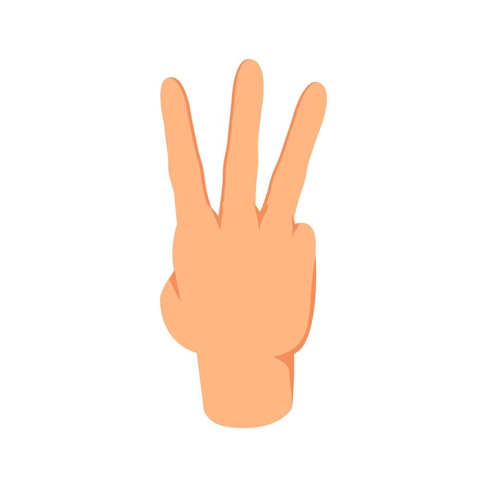 Three finger up or number count concept design illustration, Hand back view vector