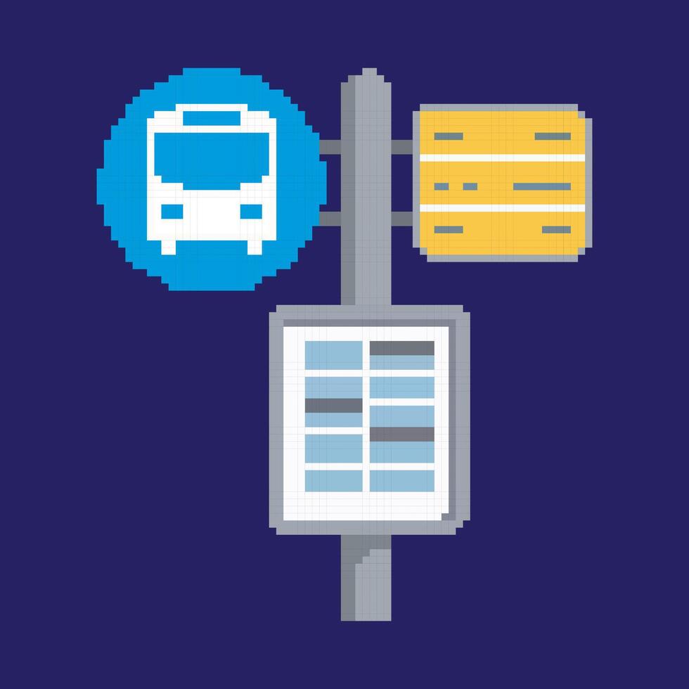 bus stop pixel art, vector