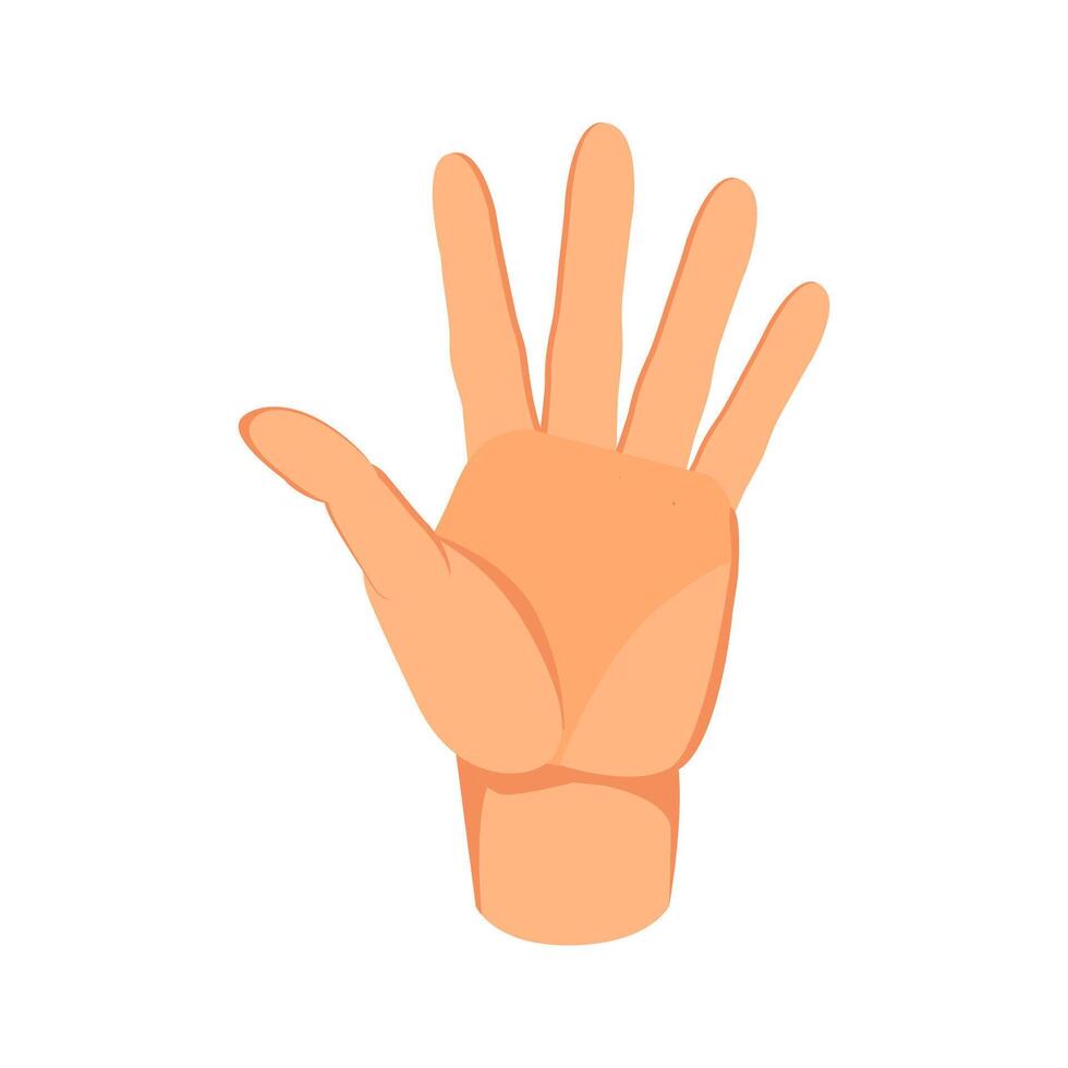 Hand showing five fingers. Flat illustration of spread fingers, high five, open hand, hallo vector