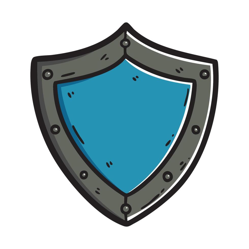 Hand drawn cartoon style shield . Perfect for security, protection, medieval themes, gaming, and fantasy designs. High quality and versatile for various creative projects. vector