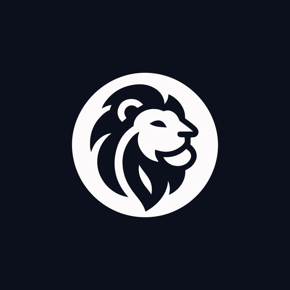 minimalist lion head logo design vector