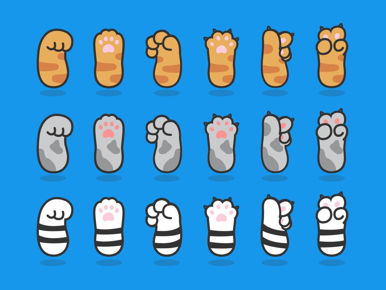 a set of paws cat and kitten design icon vector