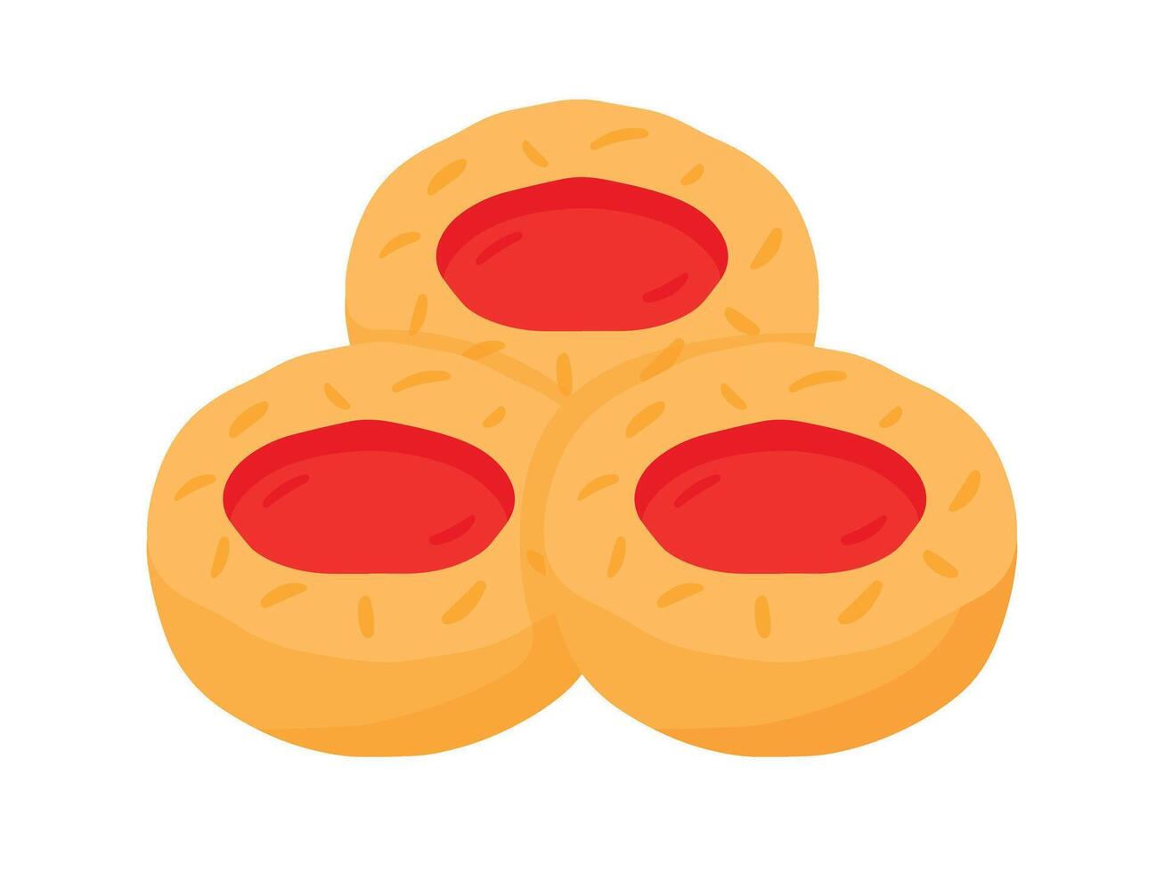 Thumbprint Cookies with Strawberry Jam for Nastar Kue Kering Lebaran Idul Fitri Illustration vector