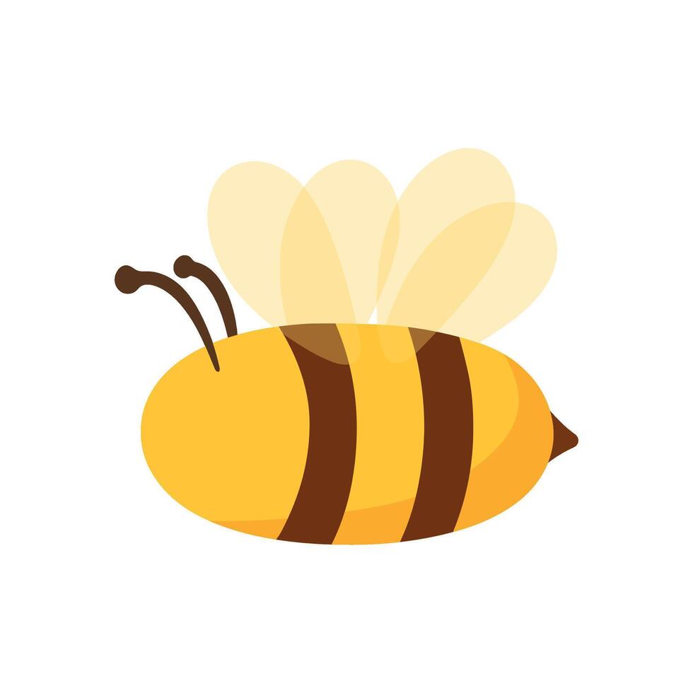 Cute little bee flying insect animal hand drawn in cartoon illustration vector