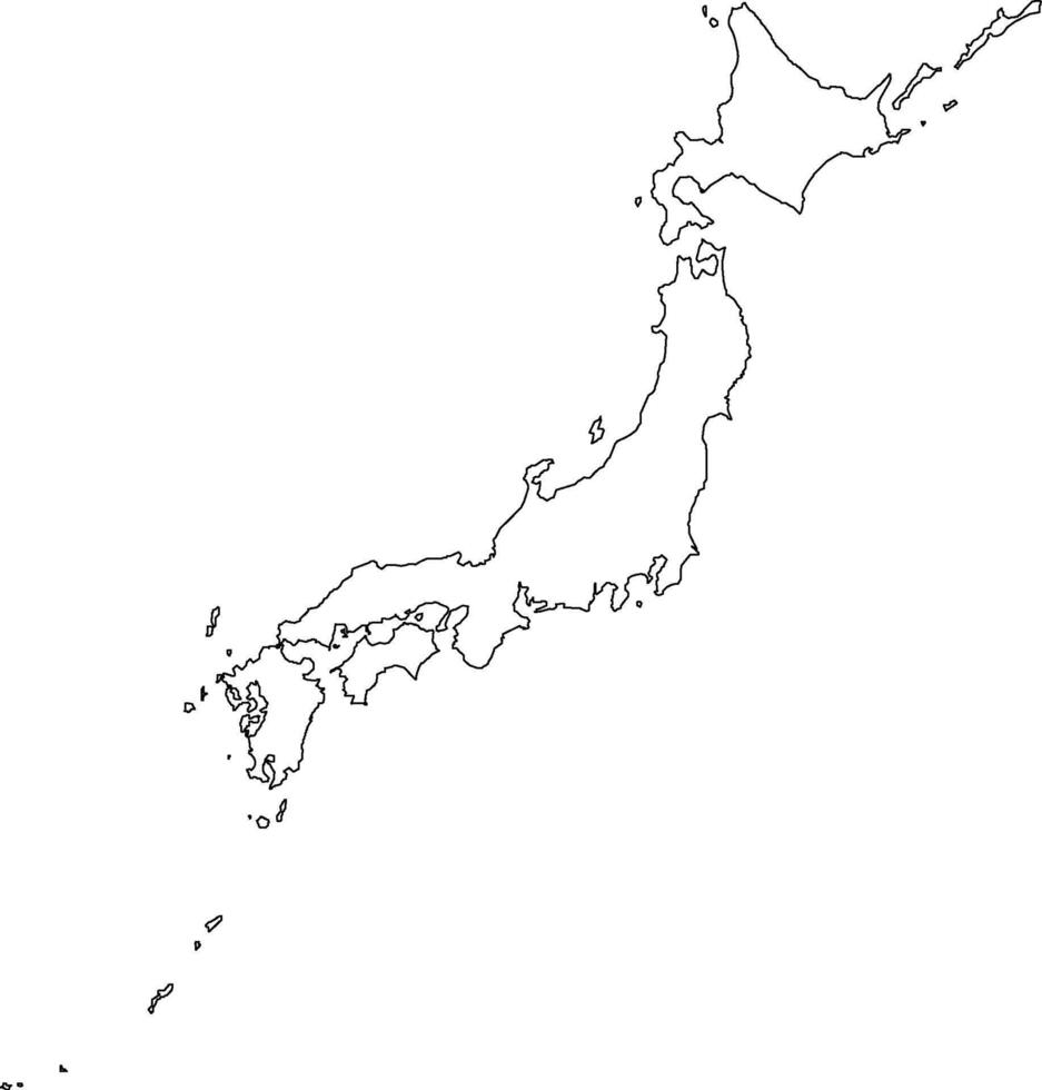 Black Outline Japan Map Asian Country vector