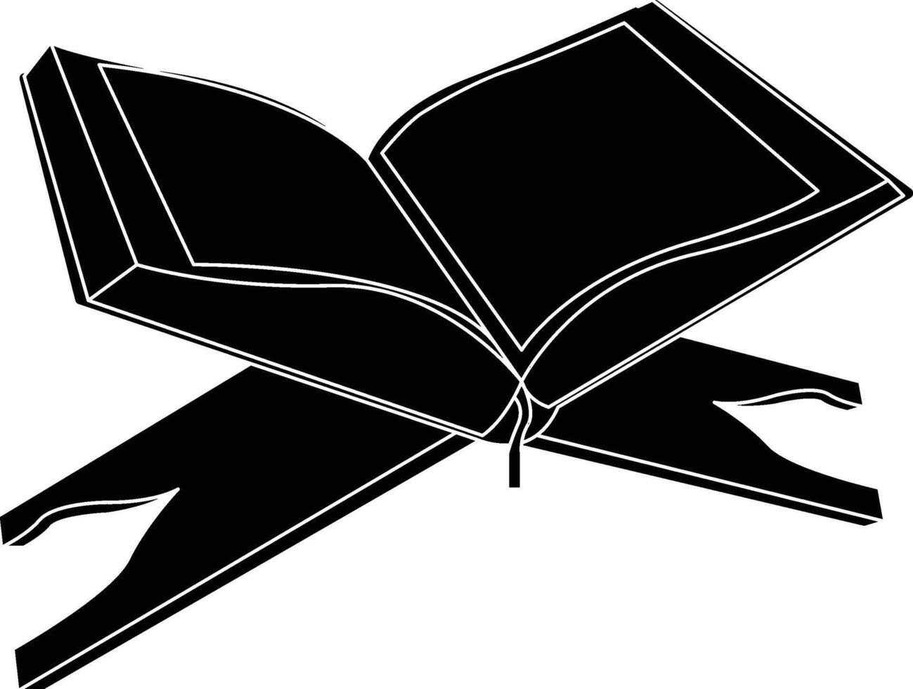 Black Silhouette Detailed 3D Quran Design Ramadan vector