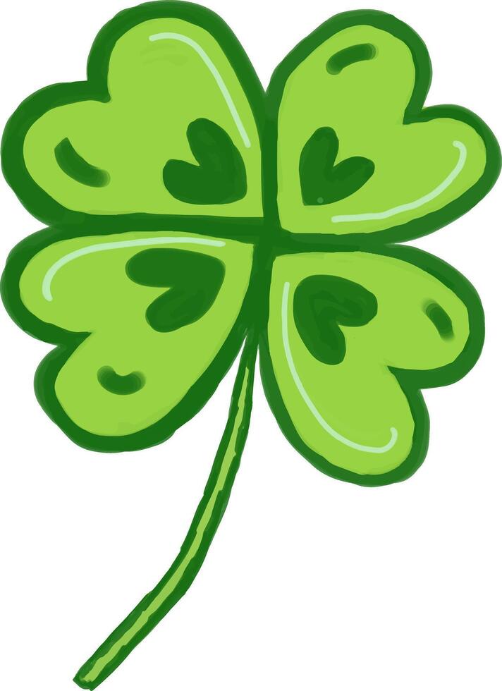 a four leaf clover with hearts on it vector