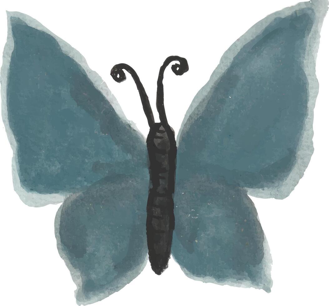 a blue butterfly with black wings and a black tail vector
