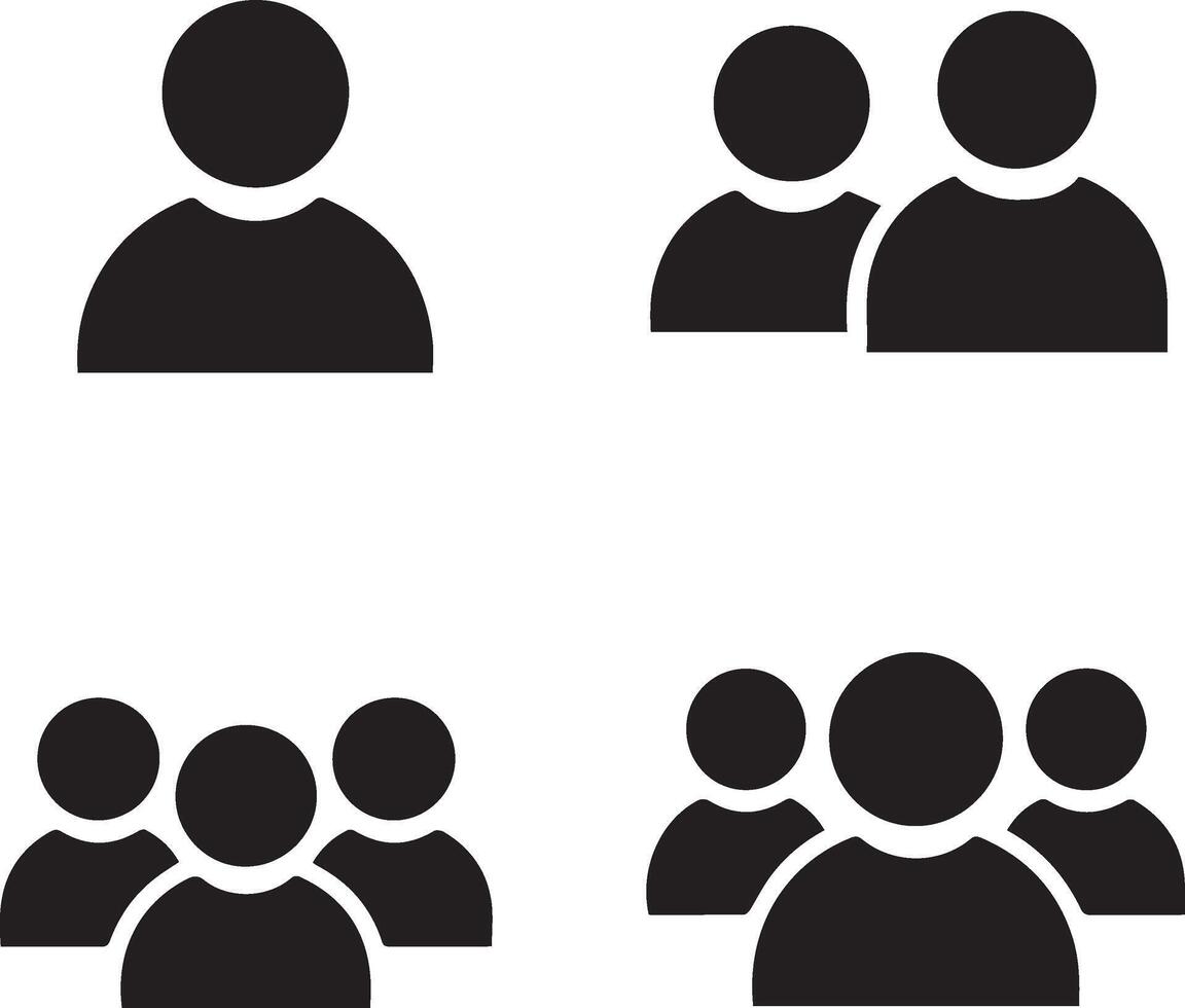 User and Group Icons Set - Minimalist People Silhouettes for UI UX vector