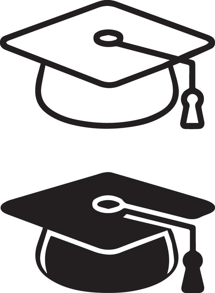 Graduation Cap Icons - Minimalist and Solid Mortarboard Design vector