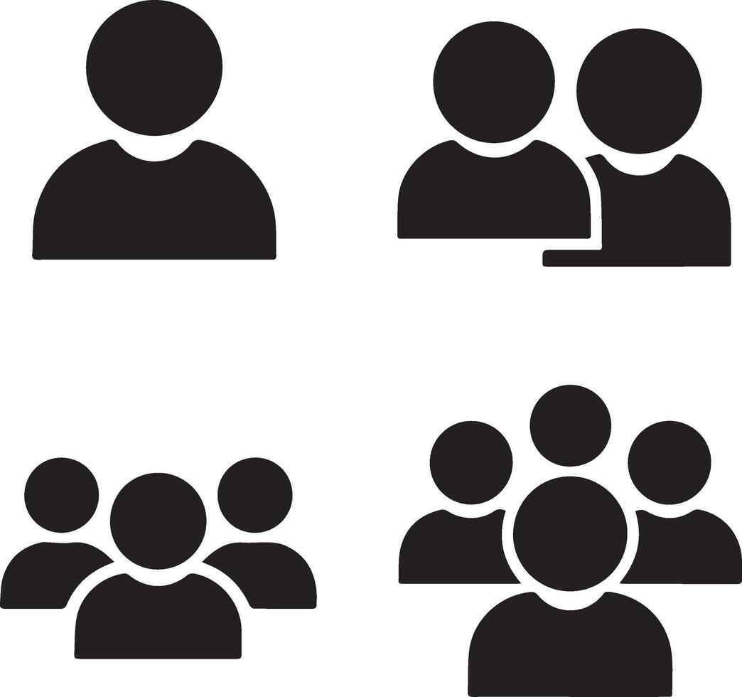 User and Group Icons Set - Minimalist People Silhouettes for UI UX 2 vector