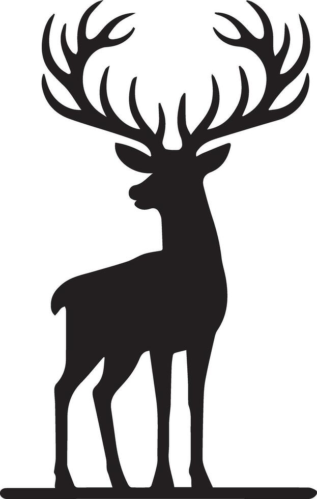 A silhouette of a deer with large antlers vector