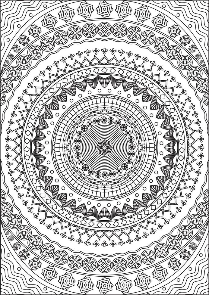 Mandala Floral Adult Coloring Pages vector
