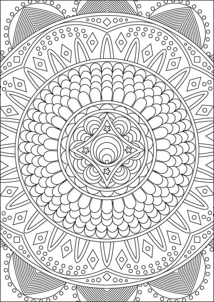 Mandala For Coloring Pages Line Art vector