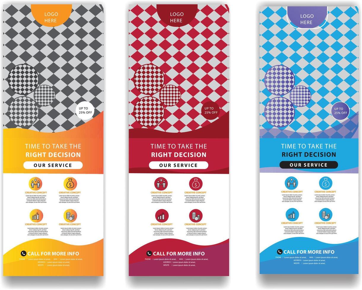 Business Roll up banner vertical template design, for brochure, business, flyer. vector