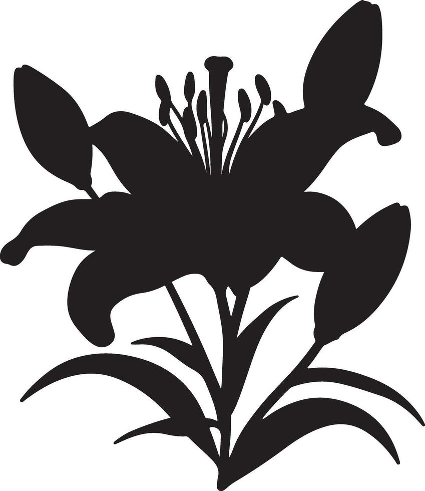 Lily flower silhouette illustration vector