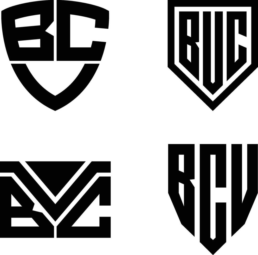 Initial letter BCV, BVC, BUC monogram logo design vector
