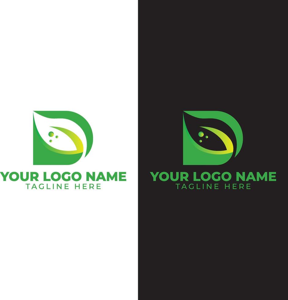 Initial letter D with leaf, arrow, checkmark luxury creative modern logo design vector
