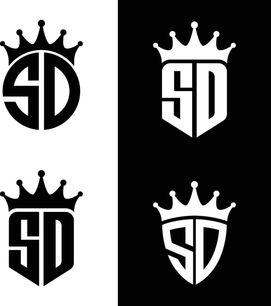 Initial letter SD, DS with crown monogram logo pack vector