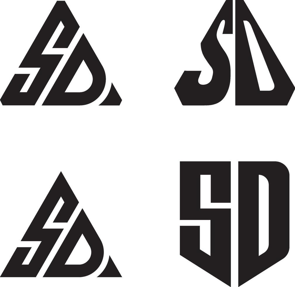 Initial letter SD, DS monogram logo vector